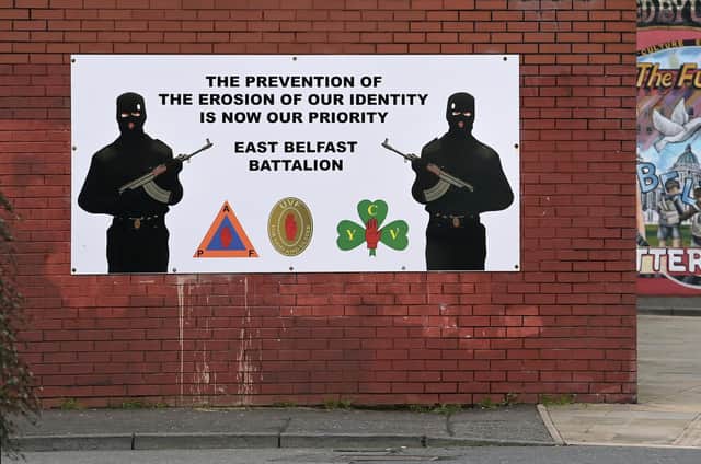 A Loyalist paramilitary mural pictured in Belfast, Northern Ireland, in January (Picture: Charles McQuillan/Getty Images)