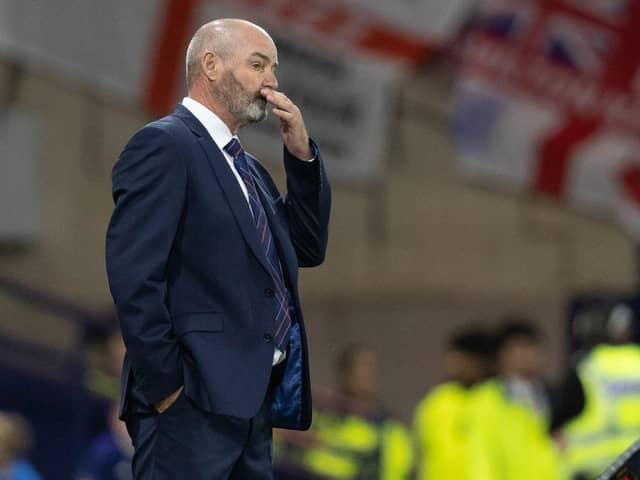 Scotland manager Steve Clarke looks on during the 3-1 defeat by England.