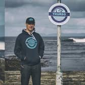 Will Beeslaar of Staunch Industries, giving the surfing mecca of Thurso East its very own tube station sign PIC: Janeanne Gilchrist / Staunch