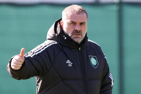 GLASGOW, SCOTLAND - APRIL 07: Ange Postecoglou gives a thumbs up to the regularity with which his Celtic team are ranged against Rangers, insisting the number of meetings - or even the current home-fan only arrangements - could never diminish the spectacle. (Photo by Craig Williamson / SNS Group)