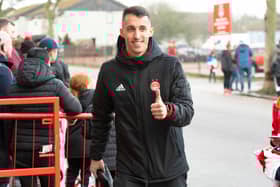 Aberdeen's Bojan Miovski netted in North Macedonia's win over Faroe Islands.  (Photo by Paul Devlin / SNS Group)