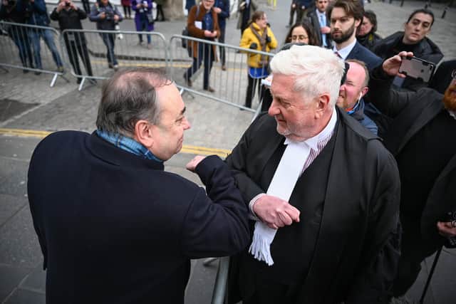 Former first minister Alex Salmond bumps elbow with Gordon Jackson KC as he departs Edinburgh High Court in March 2020. Picture: Jeff J Mitchell/Getty Images