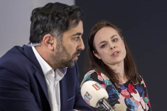 Humza Yousaf and Kate Forbes, during a SNP leadership hustings hosted by LBC at their studios in Glasgow.