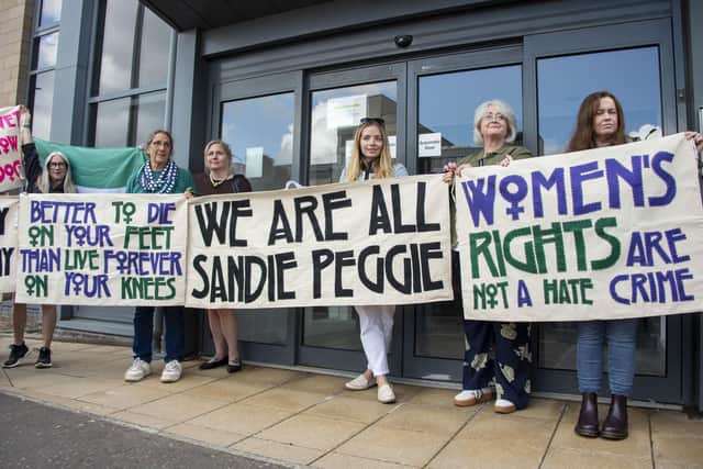 Supporters of Sandie Peggie arrive to show their support for the nurse at her tribunal (Pic: Lisa Ferguson)