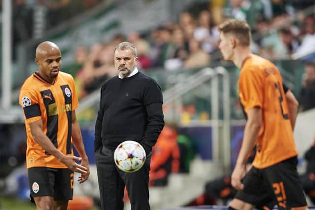 Celtic manager Ange Postecoglou looks on during the UEFA Champions League Group F match against Shakhtar Donetsk in Warsaw. (Photo by Adam Nurkiewicz/Getty Images)