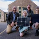 Jim Fairlie MSP, Simon Oldham Highland Spring Group managing director, Stuart Batty SSE senior project development manager, and pupils from Blackford Primary School. Picture by Nick Mailer Photography