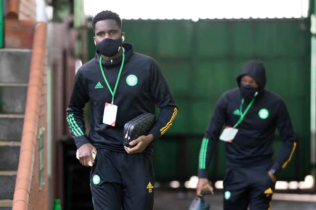 Celtic striker Odsonne Edouard arriving at Celtic Park for today's match. Picture: SNS