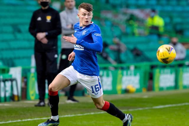 Rangers' Nathan Patterson during last month's derby at Celtic Park - and game that John Kennedy says the full-back should have been banned for. (Photo by Alan Harvey / SNS Group)