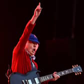 AC/DC's Angus Young performs on stage during the Australian rock bands "Power Up Tour" (Pic: Julie Sebadelha/AFP via Getty Images)