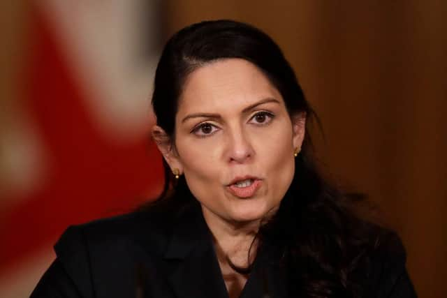 Home Secretary Priti Patel announces new changes to Ukrainians entering UK (Photo by Matt Dunham - WPA Pool/Getty Images).