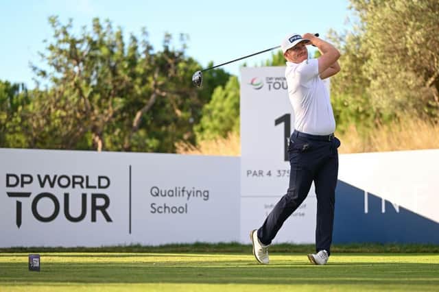 Daniel Young tees off at the first in the fifth round of the DP World Tour Qualifying School on the Lakes Course at Infinitum Golf in Tarragona, Spain. Picture: Octavio Passos/Getty Images.