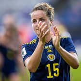 Scotland's Sophie Howard applauds the fans.