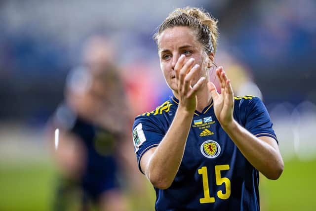 Scotland's Sophie Howard applauds the fans.