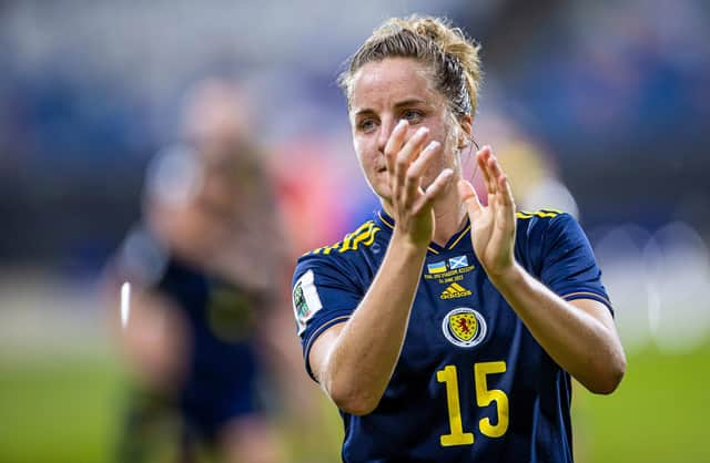 Scotland's Sophie Howard applauds the fans.