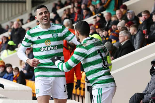 Celtic's Tom Rogic celebrates the second of his two goals in the 4-0 thumping of Motherwell which was earned with form that the Australian believes will make the cinch Premiership leaders difficult to stop. (Photo by Alan Harvey / SNS Group)