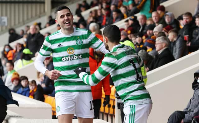Celtic's Tom Rogic celebrates the second of his two goals in the 4-0 thumping of Motherwell which was earned with form that the Australian believes will make the cinch Premiership leaders difficult to stop. (Photo by Alan Harvey / SNS Group)