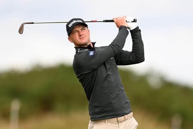 David Law plays his second shot on the first hole during the third round of the Hero Open at Fairmont St Andrews. Picture: Ross Kinnaird/Getty Images.