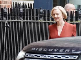 Prime Minister Liz Truss arrives in Downing Street in London, after delivering her keynote speech at the Conservative Party annual conference in Birmingham.