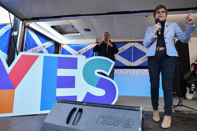 Nicola Sturgeon addresses independence supporters at a rally in Glasgow's George Square in 2019 (Picture: Jeff J Mitchell/Getty Images)