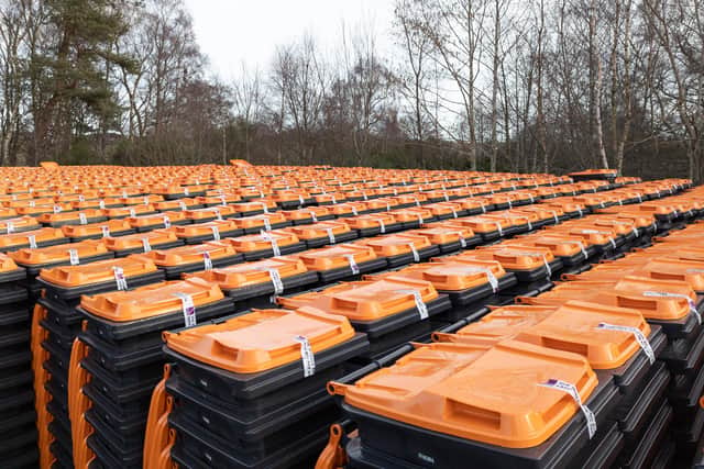 Aberdeenshire new  three weekly orange bins