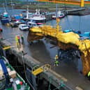 Mocean Energy’s Blue X wave machine, which stretches to 20 metres and weighs 38 tonnes, was fabricated in Scotland.