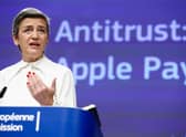 European Commission vice-president Margrethe Vestager gives a press conference on EU objections sent to Apple over practices regarding Apple Pay, at the EU headquarters in Brussels on May 2, 2022.