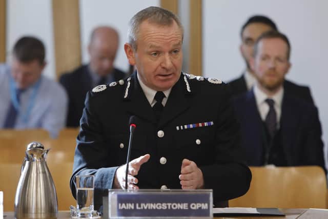 Chief Constable Iain Livingstone QPM appears before the Public Audit committee Picture: Andrew Cowan/Scottish Parliament