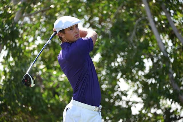 Bryson DeChambeau was half his current size when he played alongside David Drysdale in the opening two rounds of the 2016 Abu Dhabi HSBC Golf Championship. Picture: Ross Kinnaird/Getty Images.