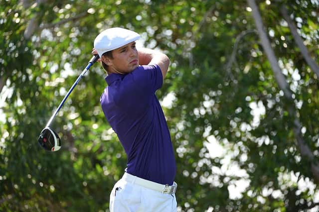 Bryson DeChambeau was half his current size when he played alongside David Drysdale in the opening two rounds of the 2016 Abu Dhabi HSBC Golf Championship. Picture: Ross Kinnaird/Getty Images.