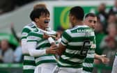 Celtic's Reo Hatate celebrates as he makes it 2-1 during a cinch Premiership match between Celtic and Motherwell at Celtic Park, on October 01, 2022, in Glasgow, Scotland. (Photo by Craig Foy / SNS Group)