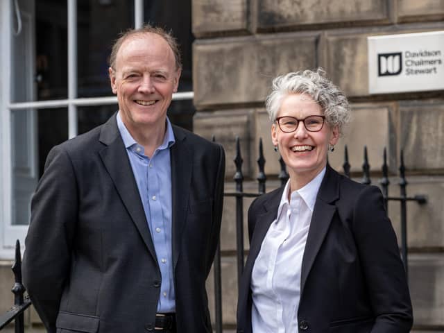Andrew Chalmers and his managing partner successor Laura Irvine. Picture: Paul Bock.