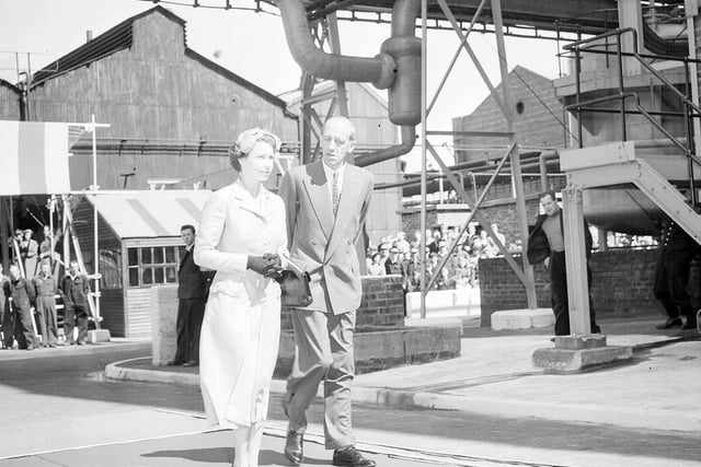 Queen Elizabeth II at Grangemouth during her tour of West Lothian in July 1955