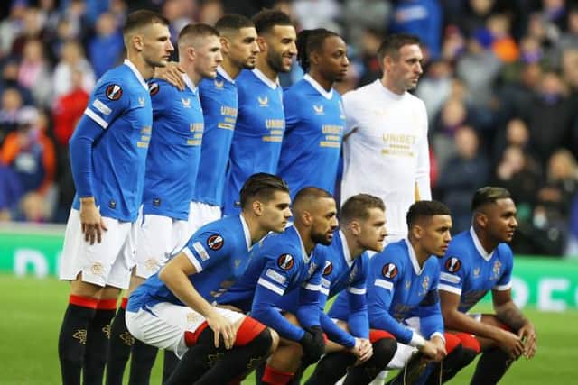 Rangers line-up. (Photo by Craig Williamson / SNS Group)