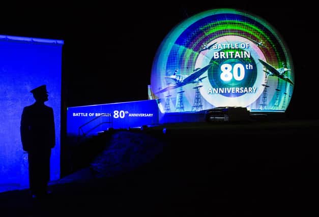 The illuminated commemoration at RAF Buchan, which uses archive footage and stories to commemorate the 'fighting few' as well as the men and women on the ground who helped secure victory in the Battle of Britain. PIC: Contributed.