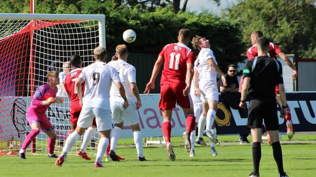 Matthew McLean heads home Formartine's equaliser. (Photo: Ian Rennie)
