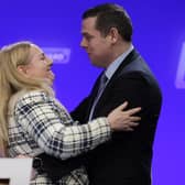 Dr Lisa Cameron MP and party leader Douglas Ross at the Scottish Conservative Party conference in Aberdeen. Image: Jeff J Mitchell/Getty Images.
