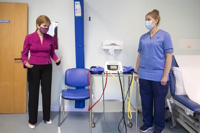 Nicola Sturgeon during a visit to the Sighthill NHS Community
