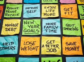 popular new year goals or resolutions - colorful sticky notes on a blackboard Pic: Marek Uliasz