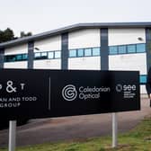 Duncan and Todd Group CEO Mat Norris outside the firm's new Caledonian Optical lab at Dyce.