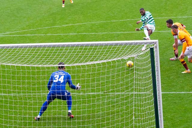 Olivier Ntcham scores to make it 4-1 to Celtic in the closing stages of their Scottish Premiership match with Motherwell. Picture: SNS