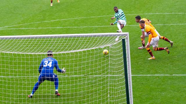 Olivier Ntcham scores to make it 4-1 to Celtic in the closing stages of their Scottish Premiership match with Motherwell. Picture: SNS