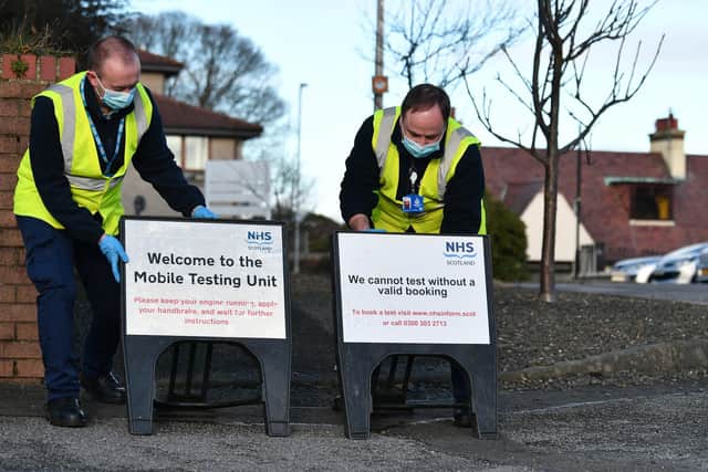 A Covid test centre is set up in Stranraer. Picture: John Devlin
