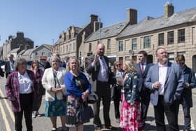 Aberdeenshire councillors and officers with Felicity Buchan at the site of the new cultural quarter on Peterhead's Broad Street at Arbuthnot House