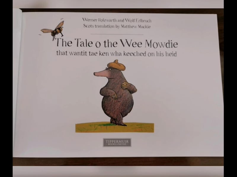 In the formal English world this beloved children’s book is known as ‘The Story of the Little Mole Who Went In Search of Whodunit’ by Werner Holzwarth and Wolf Erlbruch. However, the meaning is slightly different in Scots, it says: “The Tale of the Little Mole who wanted to know who defecated on his head.”