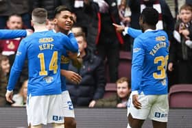 Goals from Alfredo Morelos and Ryan Kent earned Rangers a 2-0 win over St Johnstone at Ibrox to maintain their four point lead at the top of the Premiership. (Photo by Paul Devlin / SNS Group)