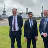 David Duguid at St Fergus today with Prime Minister Rishi Sunak and Shell’s Simon Roddy
