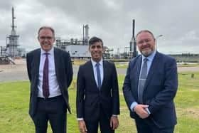 David Duguid at St Fergus today with Prime Minister Rishi Sunak and Shell’s Simon Roddy