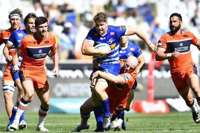 Evan Roos of the Stormers in action during the United Rugby Championship match between DHL Stormers and Edinburgh at DHL Stadium on October 01, 2022 in Cape Town, South Africa. (Photo by Ashley Vlotman/Gallo Images/Getty Images)