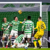 Kevin Nisbet equalises for Hibs in stoppage time at Celtic Park. Picture: SNS