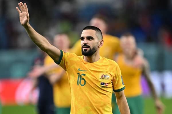 Dundee United's Aziz Behich has started all three of Australia's matches. (Photo by PAUL ELLIS/AFP via Getty Images)